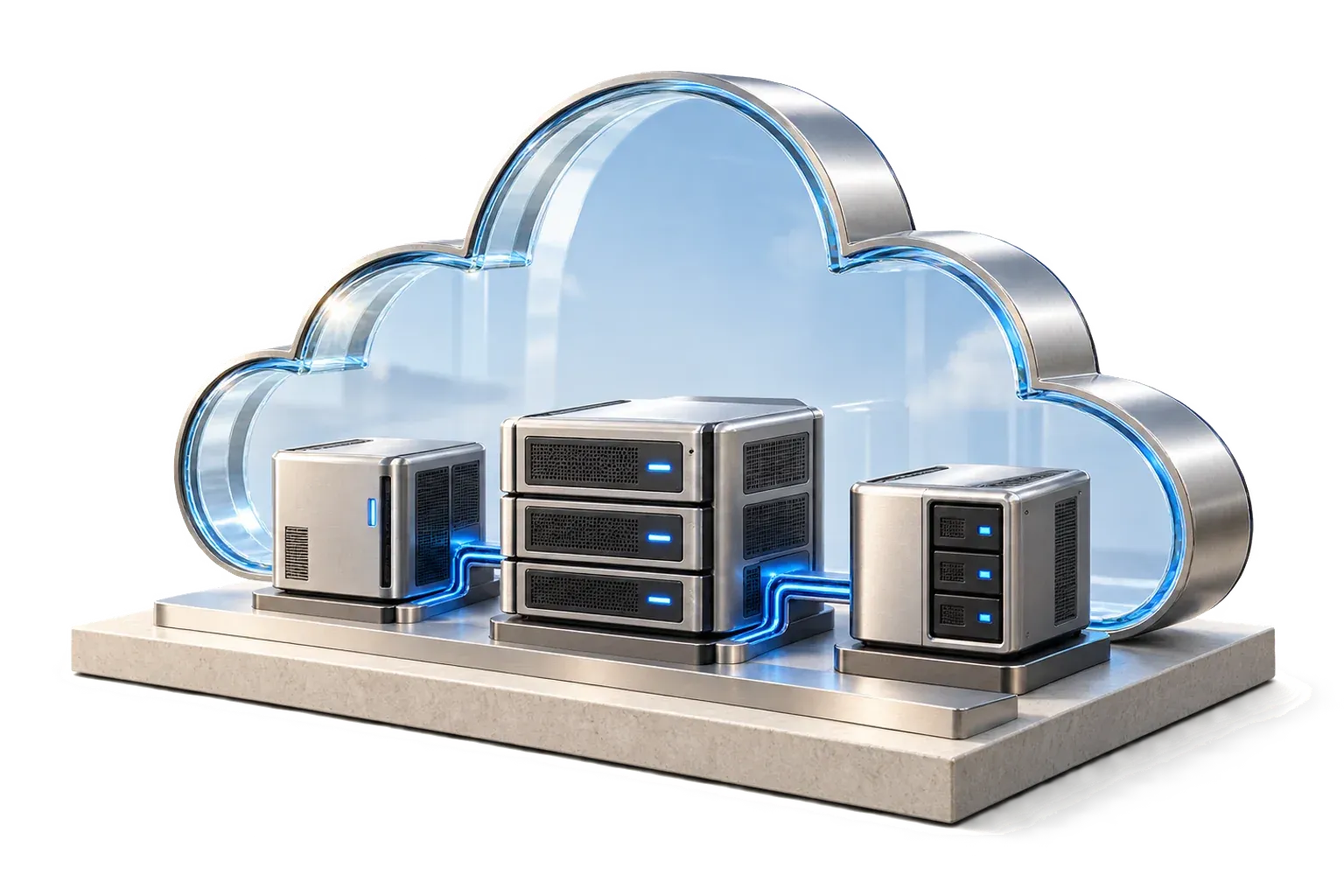 Glass cloud above connected compute and storage modules